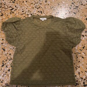 Olive Lace Puff-Sleeve Top